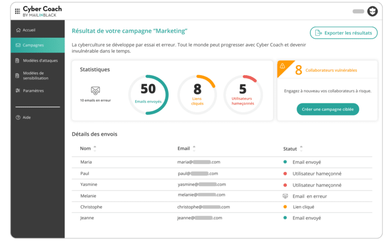 Interface de Mailback - Phishing